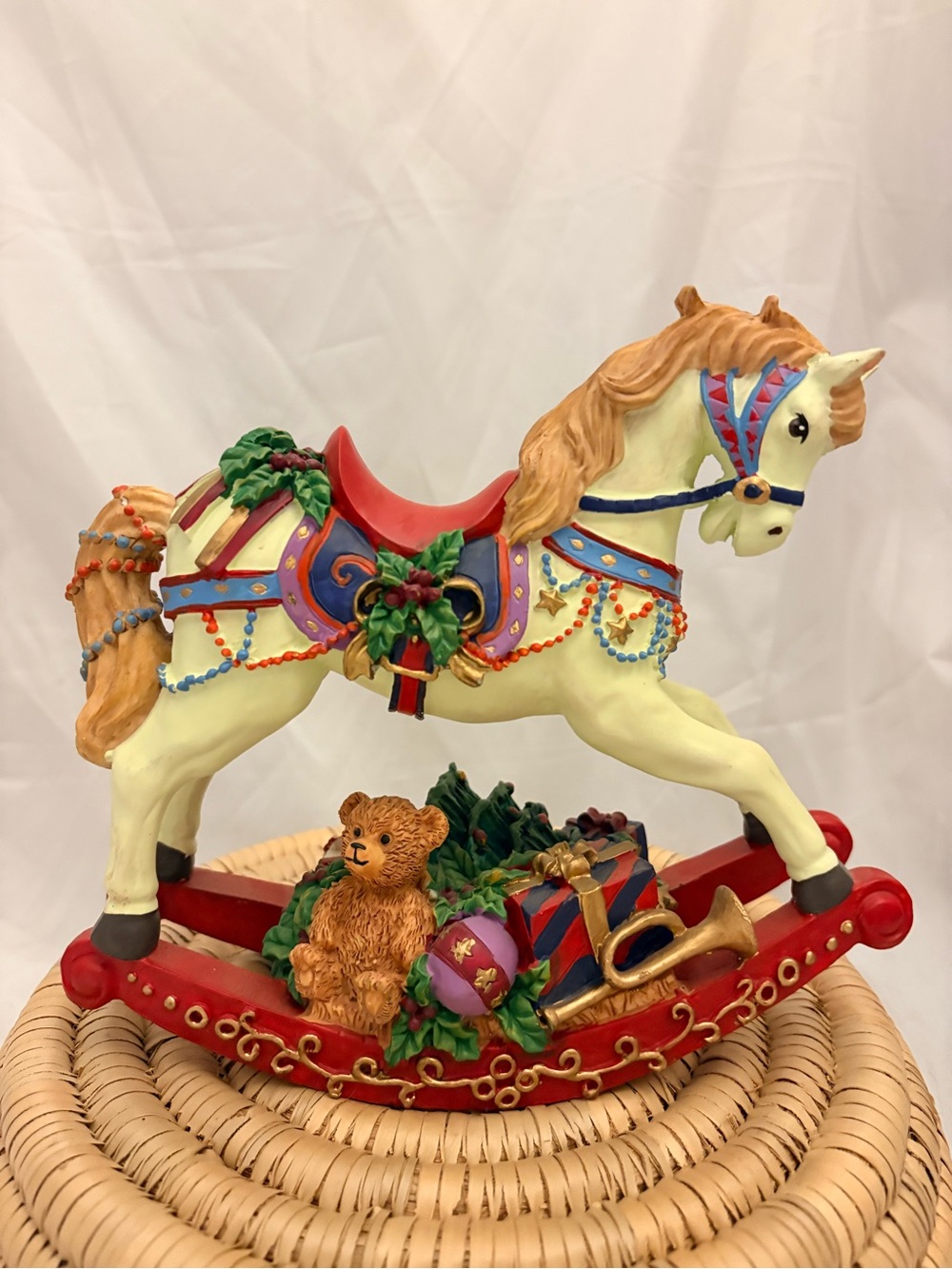 Heritage Mint CollectionCream and Red Holiday Rocking Horse Music Box